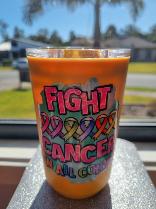 "Fight Cancer in all Colours" Yellow Plastic Tumbler with Sliding Lid.